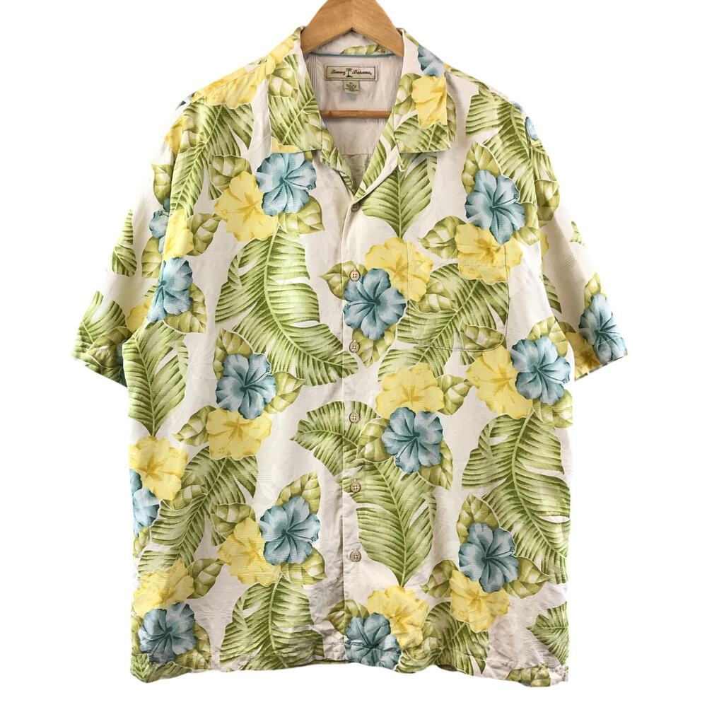 Tommy Bahama Mens Shirt Silk  Button Front Hawaiian Camp Size XL